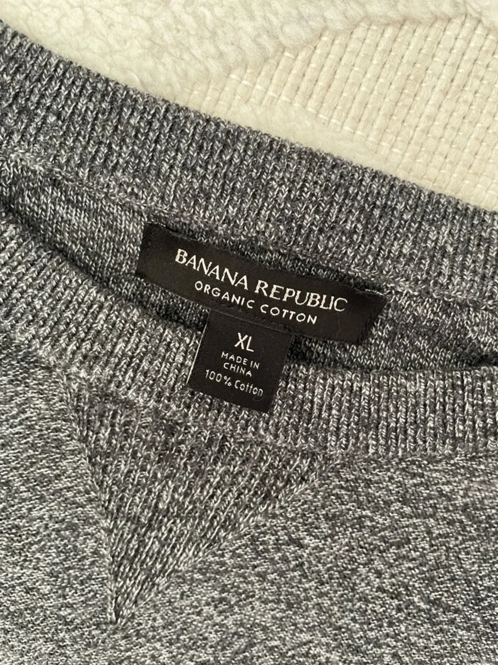 Banana Republic Organic Cotton Sweater XL Gray Crewneck Pullover 100% Cotton